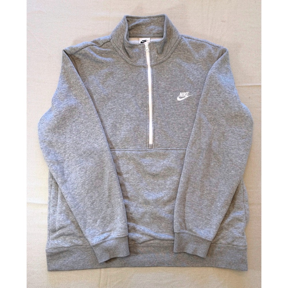 Nike Mens Club Fleece Quarter Zip Pullover Heather Grey XL